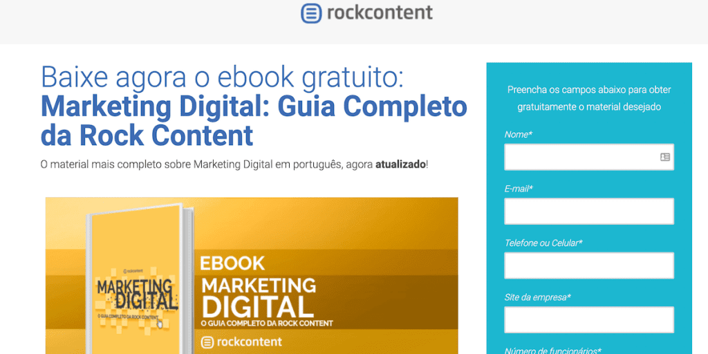 Landing page de exemplo Rock Content